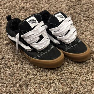 Vans Kids Black and White Sneakers with Tan Soles